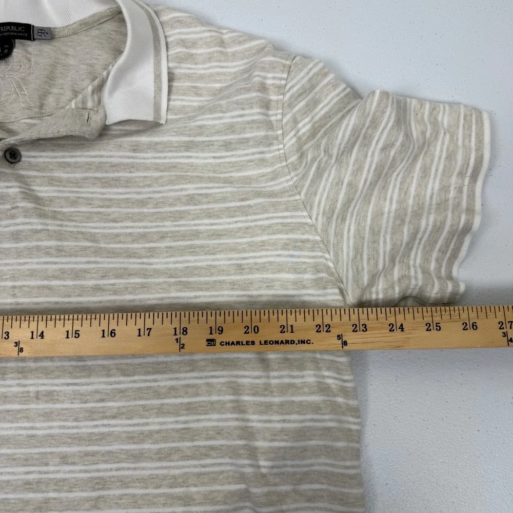 Banana Republic Luxury Touch Performance Polo Shirt Mens XL Tall Tan‎ Striped